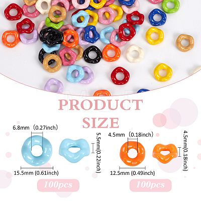 200Pcs 2 Styles Opaque Acrylic European Beads Beads OACR-ME0001-43-1