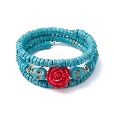 Resin and Synthetic Turquoise Wrap Bracelets Sets BJEW-JB10759-1