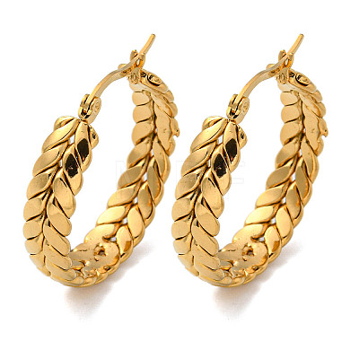 PVD Vacuum Plating 304 Stainless Steel Leaf Wreath Hoop Earrings for Women EJEW-U002-01G-1