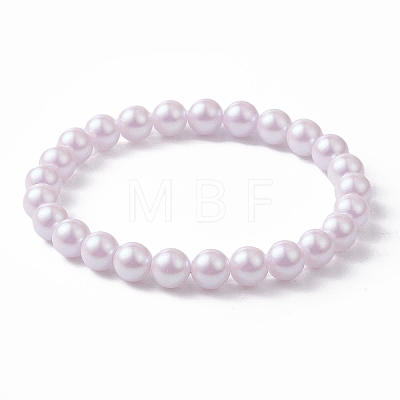 POM Plastic Imitation Pearl Round Beaded Stretch Bracelets BJEW-JB09517-1