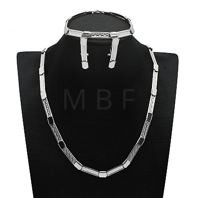 Alloy Chain Necklaces & Stud Earrings & Bracelets Sets FS-WG5EDEB-06-1
