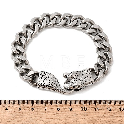 304 Stainless Steel Cuban Link Chains Bracelets for Unisex BJEW-A092-03P-1