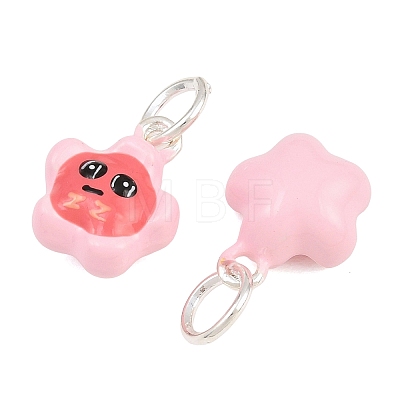 Alloy with Hot Pink Enamel Charms AL-CBA415D-40S-1