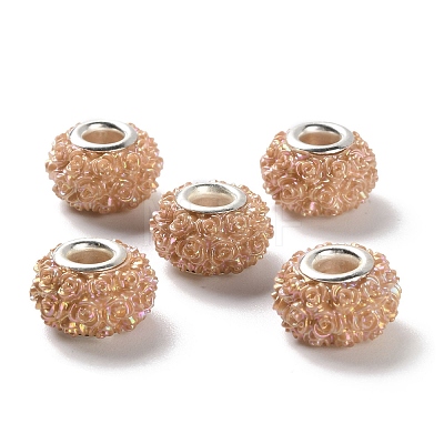 AB Color Resin Rose Flower European Beads RESI-M001-05-1