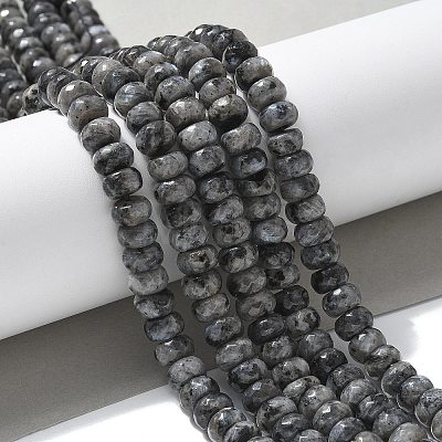 Faceted Natural Labradorite Rondelle Beads Strands G-K090-02-1