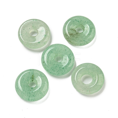 Natural Green Aventurine Donut/Pi Disc Charms G-G142-01P-1