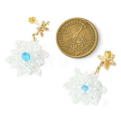 Christmas Snowflake Glass Seed Braided Dangle Earrings EJEW-MZ00233-05-1