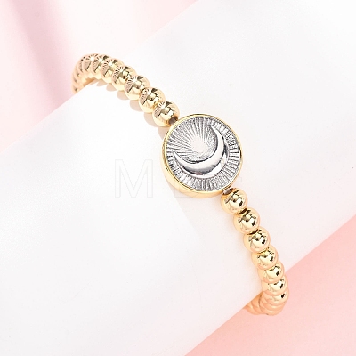 Brass Round Beads Stretch Bracelets for Women BJEW-H640-03B-GP-1