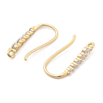 Brass Micro Pave Clear Cubic Zirconia Earring Hooks KK-G516-06G-1
