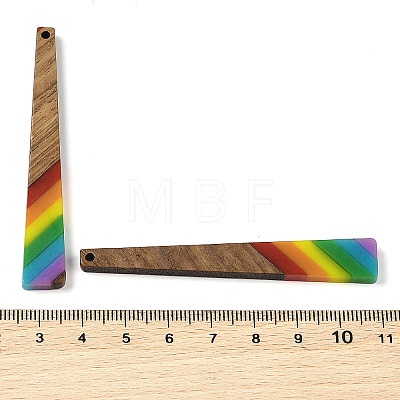 Pride Rainbow Theme Resin & Walnut Wood Pendants WOOD-K012-10A-1