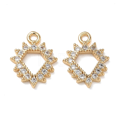 Brass Micro Pave Clear Cubic Zirconia Charms KK-D261-10G-1