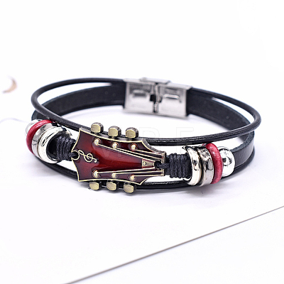 1Pc Alloy & Leather Cord Bracelets for Men Women BJEW-CL0001-56-1