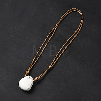 Natural Howlite Triangle Pendant Necklace with Waxed Cord for Women NJEW-G093-01K-1