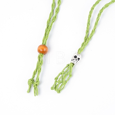 Adjustable Braided Waxed Cord Macrame Pouch Necklace Making MAK-WH0009-02I-1