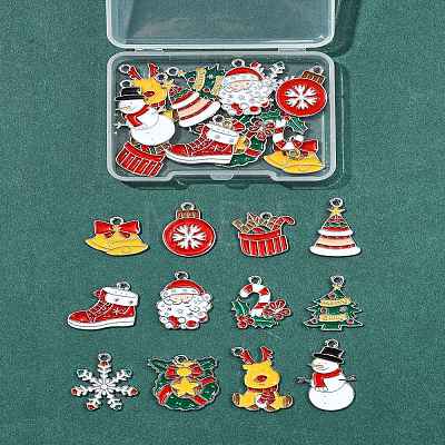 24Pcs 12 Styles Christmas Theme Alloy Enamel Pendants ENAM-FS0002-19G-1
