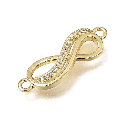 Brass Micro Pave Clear Cubic Zirconia Connector Charms KK-CBAA632-33G-1
