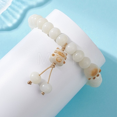 Natural Bodhi Root Charm Bracelets BJEW-TA00731-1