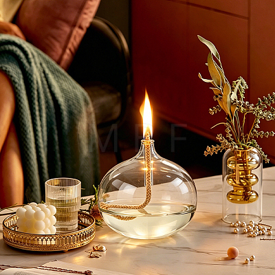 Transparent Glass Candle Holders with Candle Wick DIY-WH0308-996C-1