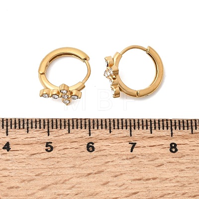 Cross 304 Stainless Steel Rhinestone Hoop Earrings EJEW-P344-05G-1