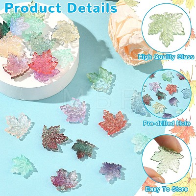 140Pcs 14 Colors Two Tone Transparency Glass Pendant GLAA-YW0005-77-1