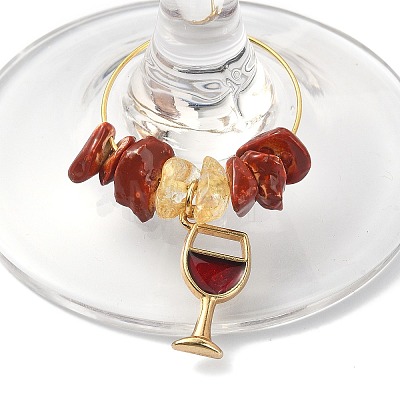 Wine Glass/Cupcake/Winebottle Alloy Enamel Wine Glass Charms AJEW-JO00202-1