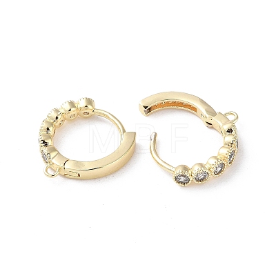 Brass Micro Pave Cubic Zirconia Hoop Earrings Findings KK-P257-04G-1