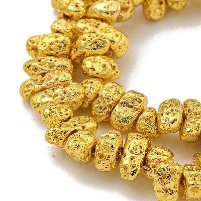 Electroplated Natural Lava Rock Beads Strands G-I360-U02-01-1