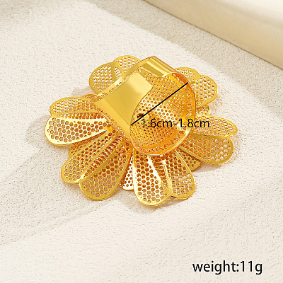 Luxurious Iron Hollow Flower Design Cuff Rings for Women's Banquet and Wedding RX4290-1