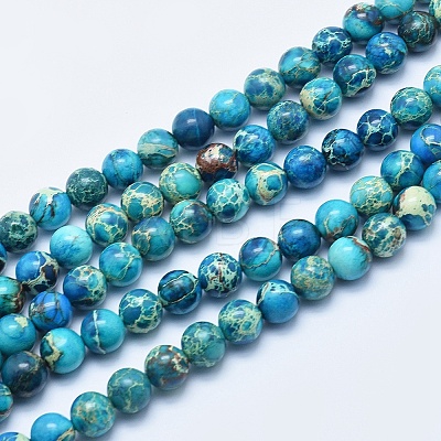 Dyed & Heated Natural Imperial Jasper Round Bead Strands G-M274-05-6mm-1