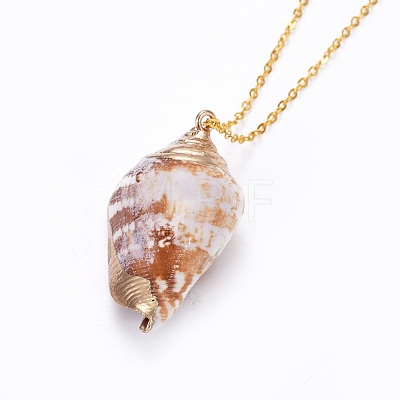 Electroplate Spiral Shell Pendants Necklaces NJEW-JN02371-1