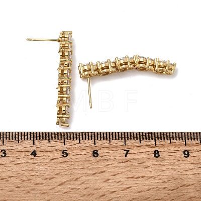 Flat Round Brass Micro Pave Clear Cubic Zirconia Stud Earrings EJEW-H180-12G-1