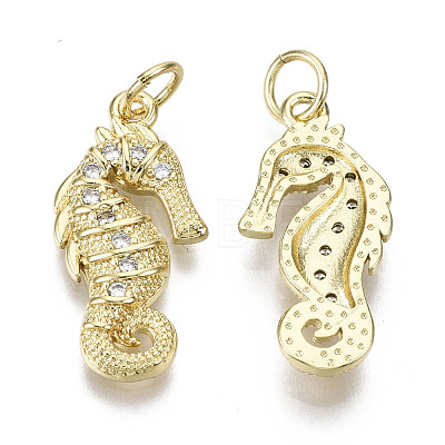 Brass Micro Pave Clear Cubic Zirconia Pendants ZIRC-N039-095-NF-1