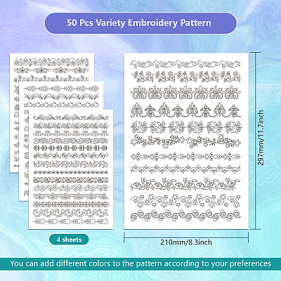 4 Sheets 11.6x8.2 Inch Stick and Stitch Embroidery Patterns DIY-WH0455-113-1