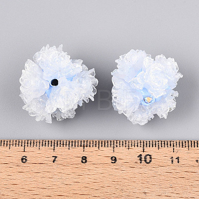 Polymer Clay Rhinestone Beads with Embossed Resin Roses RESI-T059-04N-1