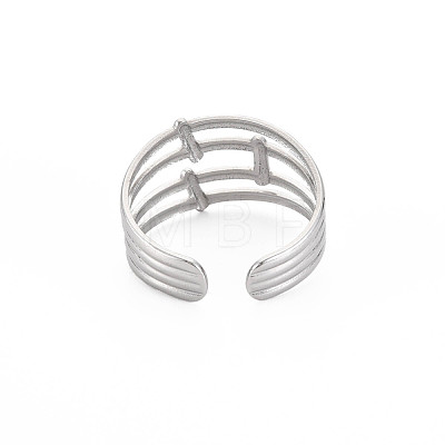 304 Stainless Steel 4 Line Open Cuff Ring for Women RJEW-S405-158P-1