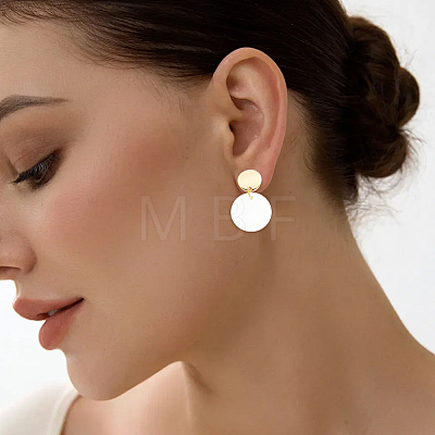 20Pcs Flat Round Brass Stud Earring Findings KK-BBC0028-24-1
