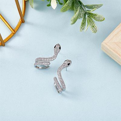 Clear Cubic Zirconia Snake Stud Earrings JE1077A-1