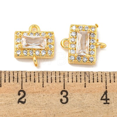 Brass Pave Clear Cubic Zirconia Connector Charms KK-P275-44G-1