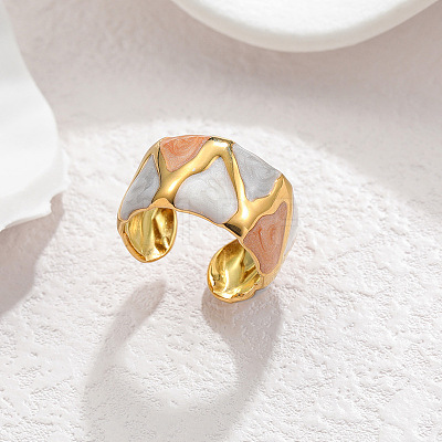 304 Stainless Steel Enamel Cuff Open Rings WG35DFF-12-1