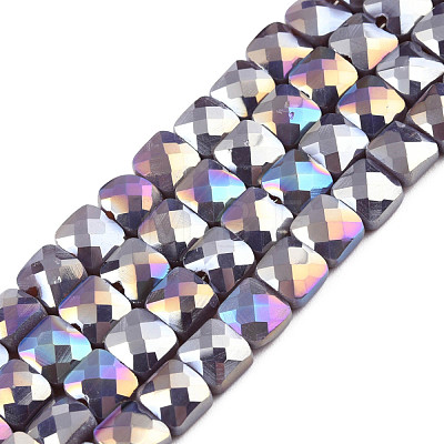 Electroplate Opaque Solid Color Glass Beads Strands EGLA-N002-43-08-1