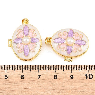 Brass Locket Pendants KK-D232-11G-1