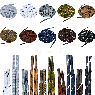 10Pairs 10 Styles Polyester Shoelaces FIND-FH0018-11-1