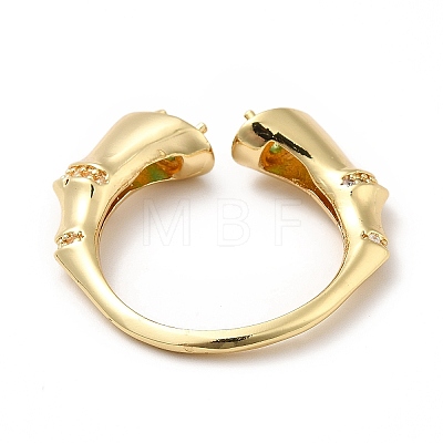 Brass Cubic Zirconia Cuff Ring KK-H433-06G-1