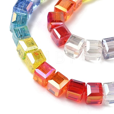 Electroplate Transparent Glass Beads Strands EGLA-K015-14A-1