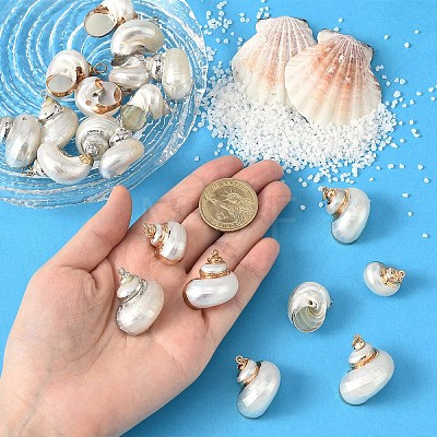 Electroplated Spiral Shell Pendants BSHE-YW0001-07G-1