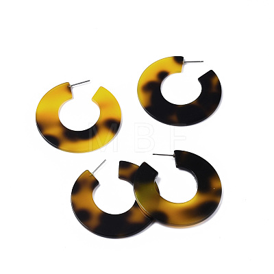 Cellulose Acetate(Resin) C Shape Half Hoop Earrings KY-S163-377-1