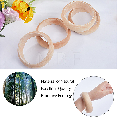 Unfinished Wood Plain Bangle for Women BJEW-WH0018-17-1