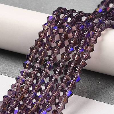 Transparent Electroplate Glass Beads Strands EGLA-A039-T4mm-L04-1