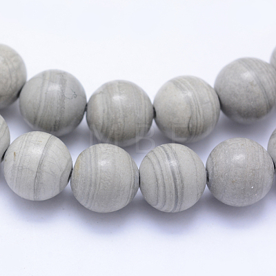 Natural Silver Line Jasper Beads Strands X-G-F531-8mm-O-1