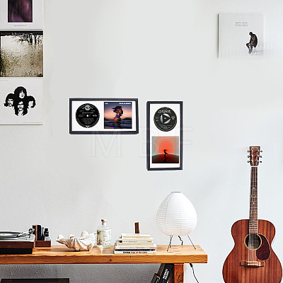 Wooden CD Display Stands with Glass ODIS-WH0108-098-1